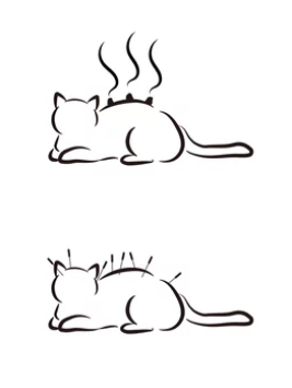 お灸をする猫のイラスト